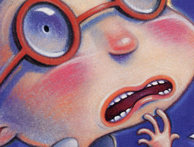 3rd Grade boy glasses illustration mouth scared