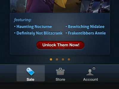 League Of Legends Store App iOS UI app application blue dark display game gui league legends of online retina shop store ui video video game