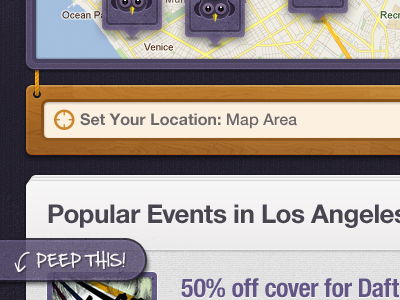 Night Owl Website Home Screen button dark icon interface list logo nightowl orange purple rope sign texture ui web website white wood yellow