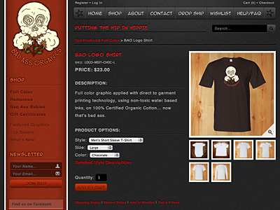 BAO Product Detail Page clothing detail ecommerce organic product