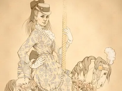 carousel character hand drawn illustration