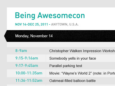 Blog Event Schedule #2 calendar list zebra
