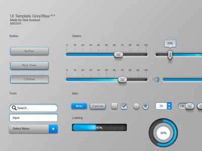 Ui 2400x300 buttons checkbox interface radiobutton sliders switch ui