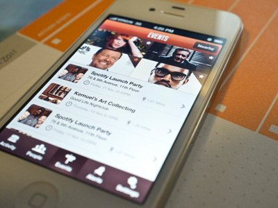 List View app burrrrrrnnnnnnn button design events graphic ios ios5 iphone list location orange retina social ui