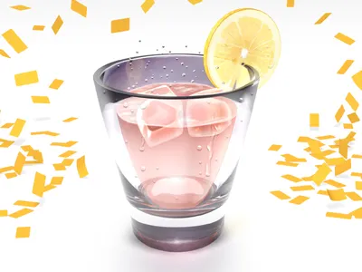 Wrapp Welcome Drink (high res attached) cinema 4d confetti drink ice lemon wrapp
