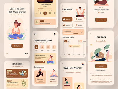 Meditation Mobile Application Design business consultancy design healthapp healthy illustrationdesign meditation meditationapp meditationmobileapp mentalhealth minimaldesign mobileapp mobiledesign mobileui phenomenon productdesign relaxingapp selfcare yogaapp yogaapplication