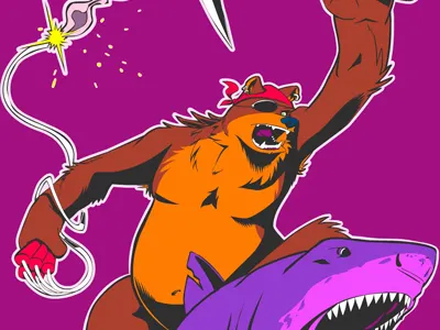 Everything You've Done Wrong adobe animal axe bear design dynamite feral illustration illustrator pick pirate shark ursine vector