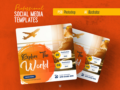 Travel Social Media Post Templates seamless