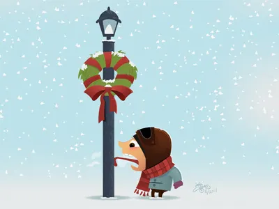 Tongue Stuck On Pole Wallpaper card christmas coat cold desktop wallpaper gloves hat holiday humor illustration illustrator scarf vector winter