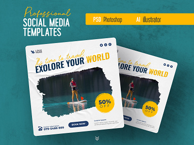 Travel Social Media Banner Post Template instagram stories