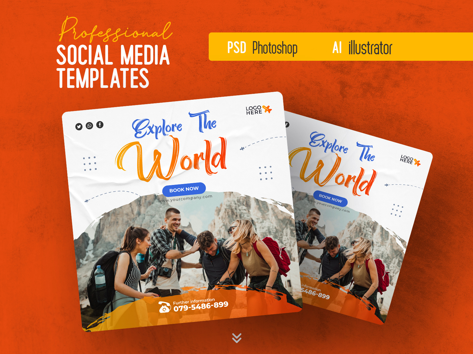 Travel Social Media Banner Post Template seamless