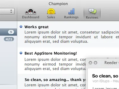 Champion: Reworked android app appstore dashboard hig icons ios ipad iphone mac monitoring ranking sale store