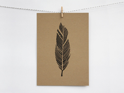 Black Feather Print 5x7 black feather kraft print