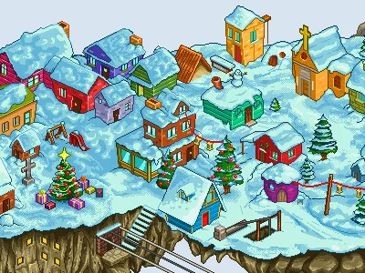 Flying Pixel Art Island