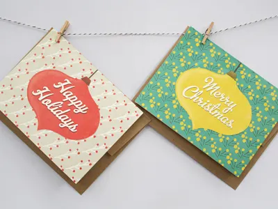 Holiday Cards cards holiday illustration set of 2