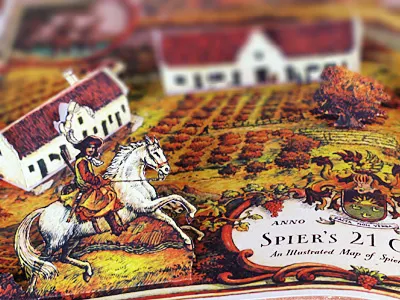 Pop-up Book 21 gables book coat of arms crest gables hand lettering horse house illustration label lettering man map paper pop up book scroll simon simon frouws simon tm simon™ spier spier wine farm tree type typography wine wine label