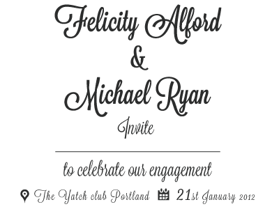Engagement invite sleek type typography wedding