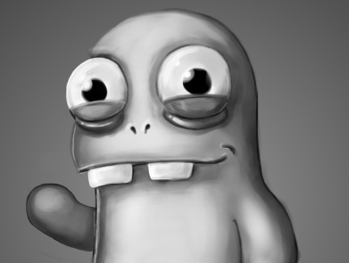 Hello Dribbble! black and white digital painting
