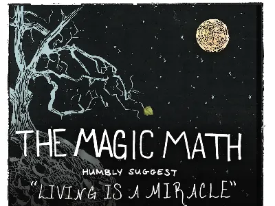 The Magic Math - cd packaging block print hand drawn type music