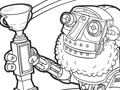 Robot Skate Champ illustrator robot trophy