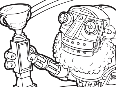 Robot Skate Champ illustrator robot trophy