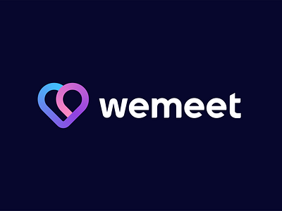 WeMeet - Logo Concept 4 ( SOLD ) app brand branding colors connection date dating flow friendly heart logo logodesign love mark pin platform symbol