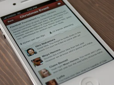 Friends Calendar iPhone Interface calendar comments event friends interface iphone ui white