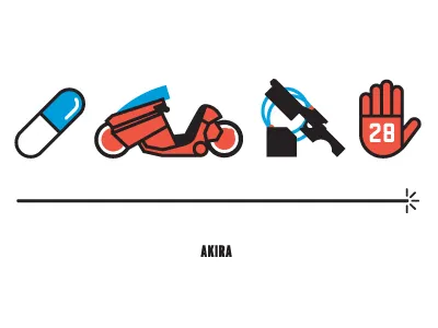 Akira, Four Icon Challenge blue four icon challenge icons illustration logos red
