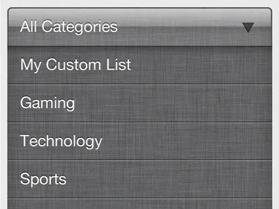 Bumpd Linen Dropdown bumpd categories dropdown glass ios iphone linen picker web app