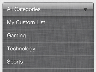 Bumpd Linen Dropdown bumpd categories dropdown glass ios iphone linen picker web app
