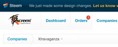 Steem bar blue breadcrumb dashboard info nav notify steem web2print
