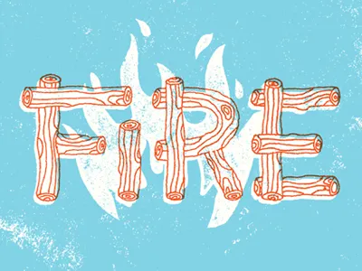 Firewood fire illustration print screenprint texture