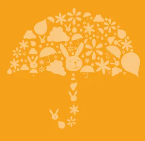 Spring Stencil bright bunny cloud concept conceptual cute easter flower flowers graphic holiday outline pattern project rain season spring umbrella vector weather yellow