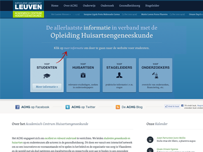 Homepage for Upcoming Website blue button design header home hover html5 icons landing page link menu nav navigation news responsive ticker ui university ux web