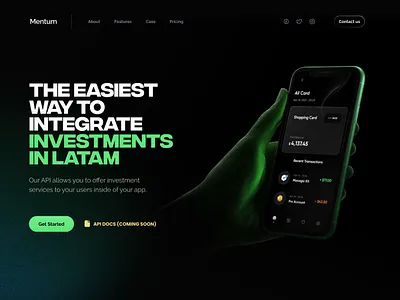 Mentum website design YCombinator banking design finance landingpage ui website