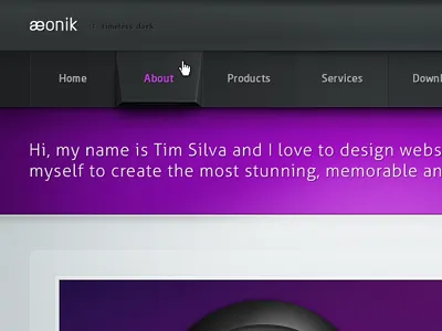 æonik 3d aeonik button depth interface large purple sleek web