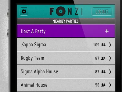 Fonzi UI app button fonzi interface ios party ui users