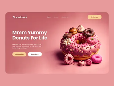 DonutBomb Landing Page Design 3d 3d design branding design graphic design illustration landing page logo ui ui design ux