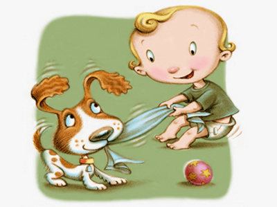 Blankie baby dog illustration
