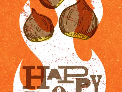 Roastin' card chestnut christmas holiday roast texture