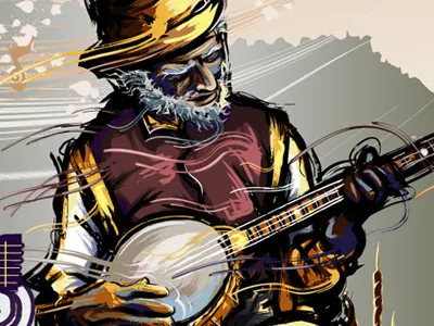 Smithsonian New Harmonies Poster banjo carolina festival harmonies harmony humanities council illustration mountain music poster sc smithsonian south vector
