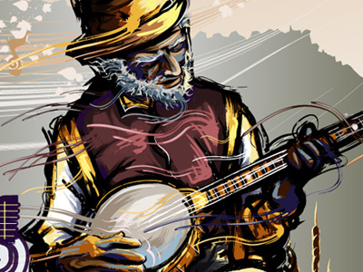 Smithsonian New Harmonies Poster banjo carolina festival harmonies harmony humanities council illustration mountain music poster sc smithsonian south vector