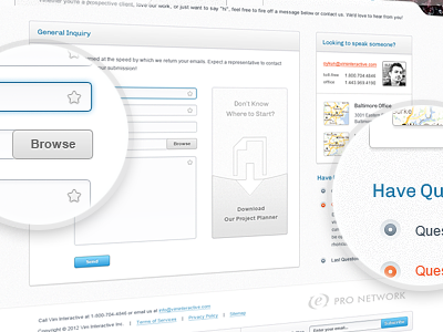 Contact Page blue button clean footer form gray header input link minimalist orange rfp upload web web ui website