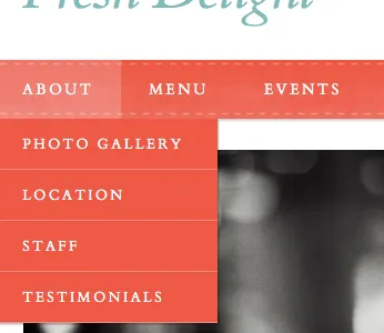 Up to something... dropdown menu navigation restaurant stitch