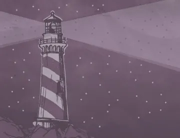 A Giant Candy Cane Lighthouse 3 hour rule cognition illustration lighthouse purple