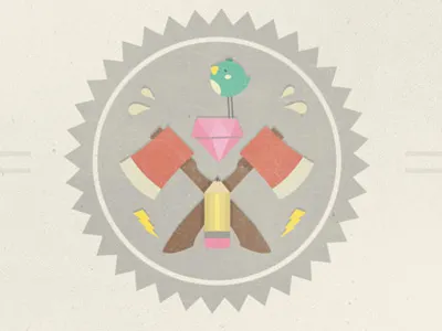 Web Badge axe badge bird concept diamond distress drip grey illustration illustrator lightening pencil photoshop stripe texture vector web