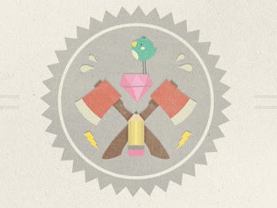 Web Badge axe badge bird concept diamond distress drip grey illustration illustrator lightening pencil photoshop stripe texture vector web