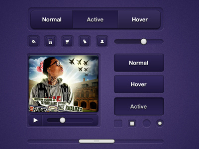 ui elements active button design gray grey hover music player purple radius slider ui ui elements ui kit