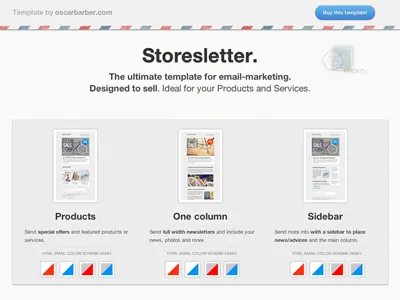 Storesletter. Ultimate HTML email marketing template clean email grey html minimal products responsive sell services template website white