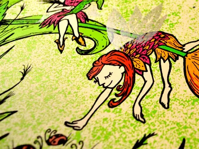 Counting Ladybugs art print art print fairies fairy jason taylor ladybugs rose screenprint tulip wings